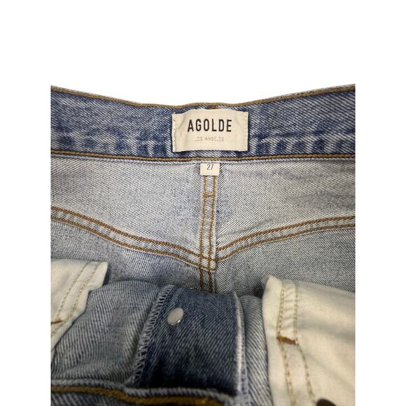 AGOLDE 90s Organic Cotton Distressed Straight Leg High Rise Jeans 27 - Picture 4 of 16